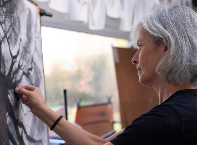 woman drawing in studio