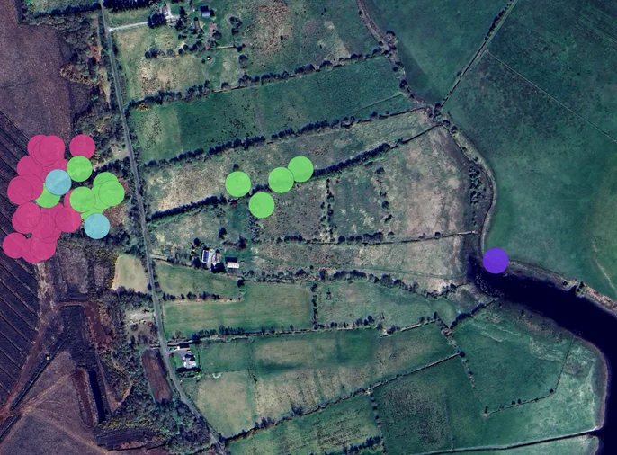 GIS map showing locations of recorded plants